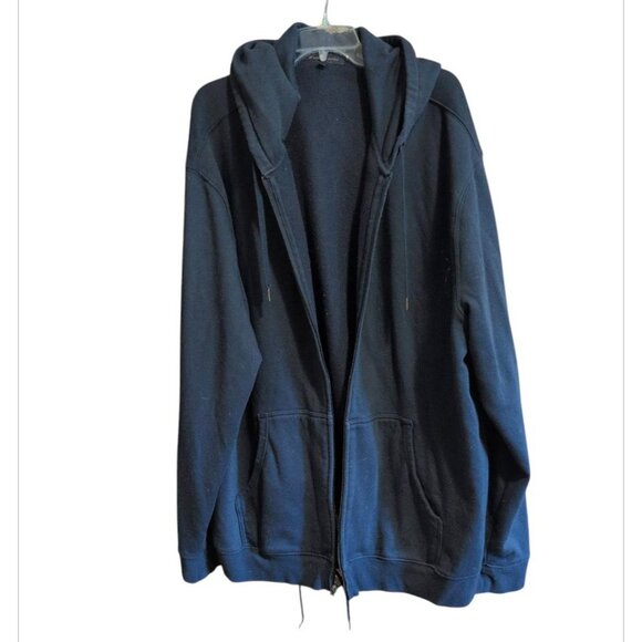 Denver Hayes Sweater Navy Blue Zip up Hooded Fleece Jacket with Front Pockets - Picture 1 of 7